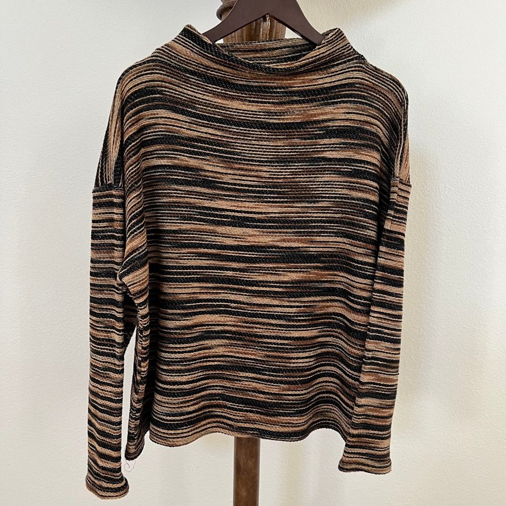 Coldwater Creek Women's Size L Space-Dyed Mock-Neck Drop Shoulder Sweater